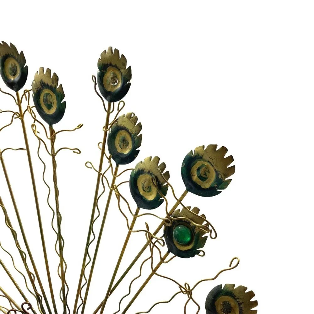 Vtg Pier 1 MCM Sculptural Metal Wirework‎ Peacock Decor Art Deco Boho Chic 13.5